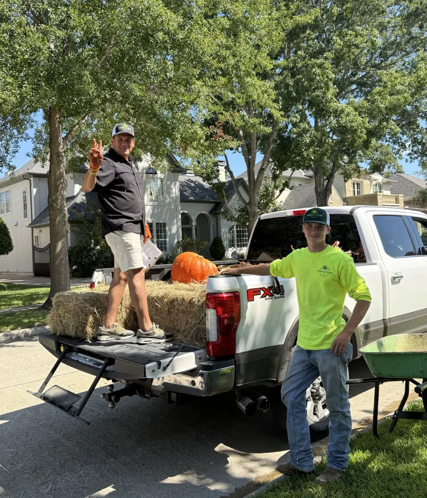 Truck loaded with pumpkins for delivery